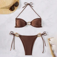 Para Praia Sexy Metal Decor Bikini Women Beach Outfits for Women Swimwear Bikinis Sets 2025 Women Two Piece Swimsuit