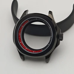 Black Steel Watch Case with Chapter Ring and Sapphire Glass, 39.5mm (10 Bright Black)