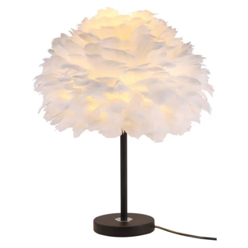 

Simig lighting fashion luxury art deco white feather shade black tripod table lamp for living room bed side