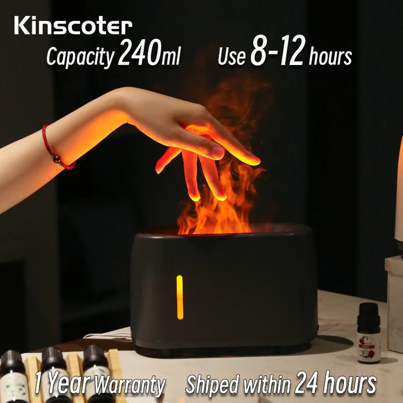 Kinscoter Luxury Flame Air Humidifier Aromatherapy Essential Oil Aroma