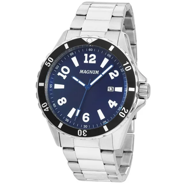 MA35002F Men's Magnum Analog Watch Silver Blue Background
