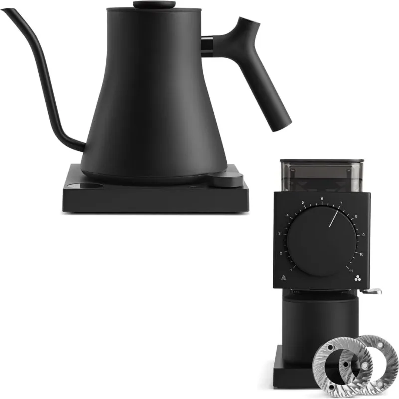 Matte Black Coffee Connoisseur Bundle: Fellow Stagg EKG Pro Electric Gooseneck Kettle + Gen 2 Ode Brew Grinder