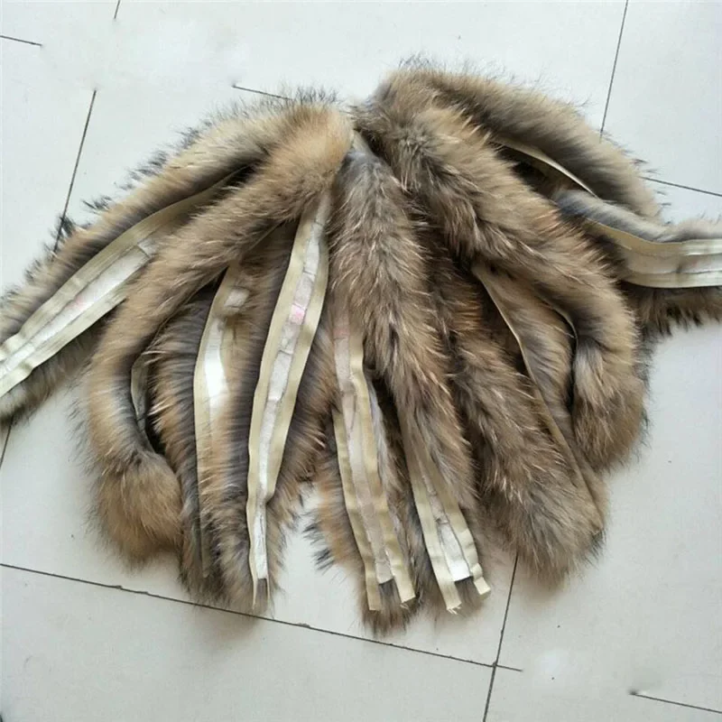 Real Raccoon Fur Collar For Children Parkas Coats Natural fur Girl Boy Kids Winter Scarves Genuine 50cm 60cm ZH03 Qearlstar raccoon fur scarf