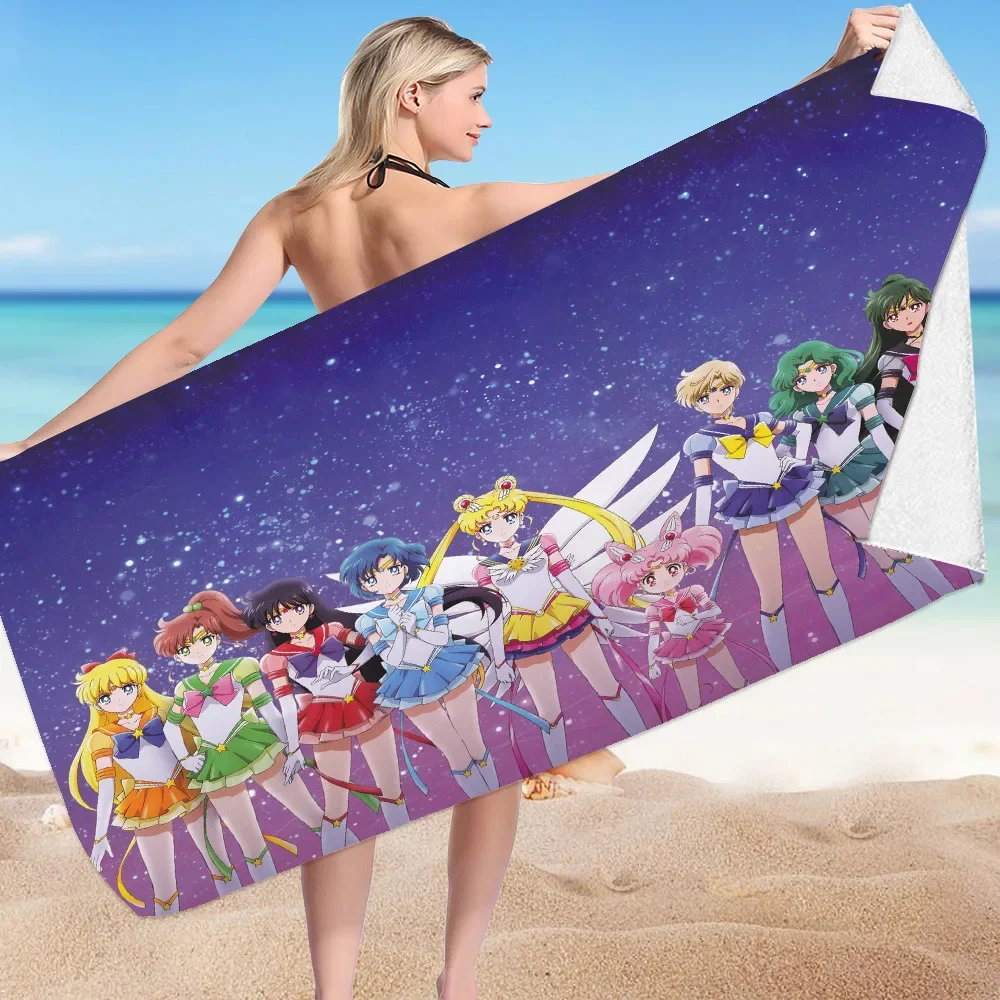 Japanese Anime Sailor Moon Princess Bath Towels Microfiber Beach Swimming Towel Decor for Adults Kids Gift 75x150cm 5