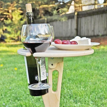 wine holder Portable Outdoor Folding Wooden Wine Table Wine Glass Holder for Beach Backyard Picnic Party foldable wine table