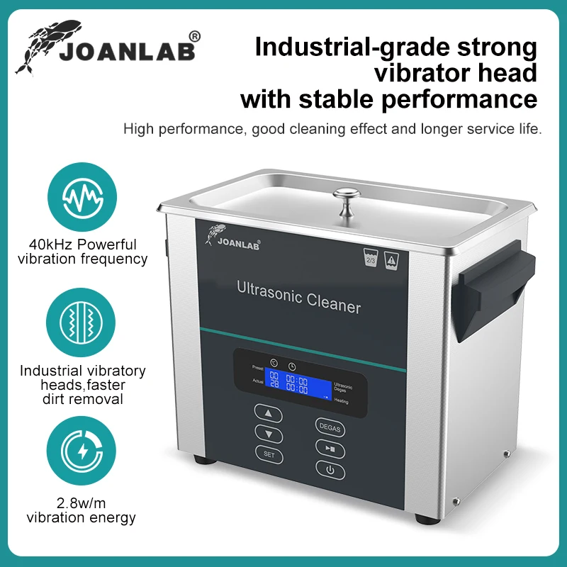 JOANLAB 220V Digital Heating Ultrasonic Cleaner Industrial Glasses Jewelry Dental Lab Cleaning Machine 2/3/6/10L