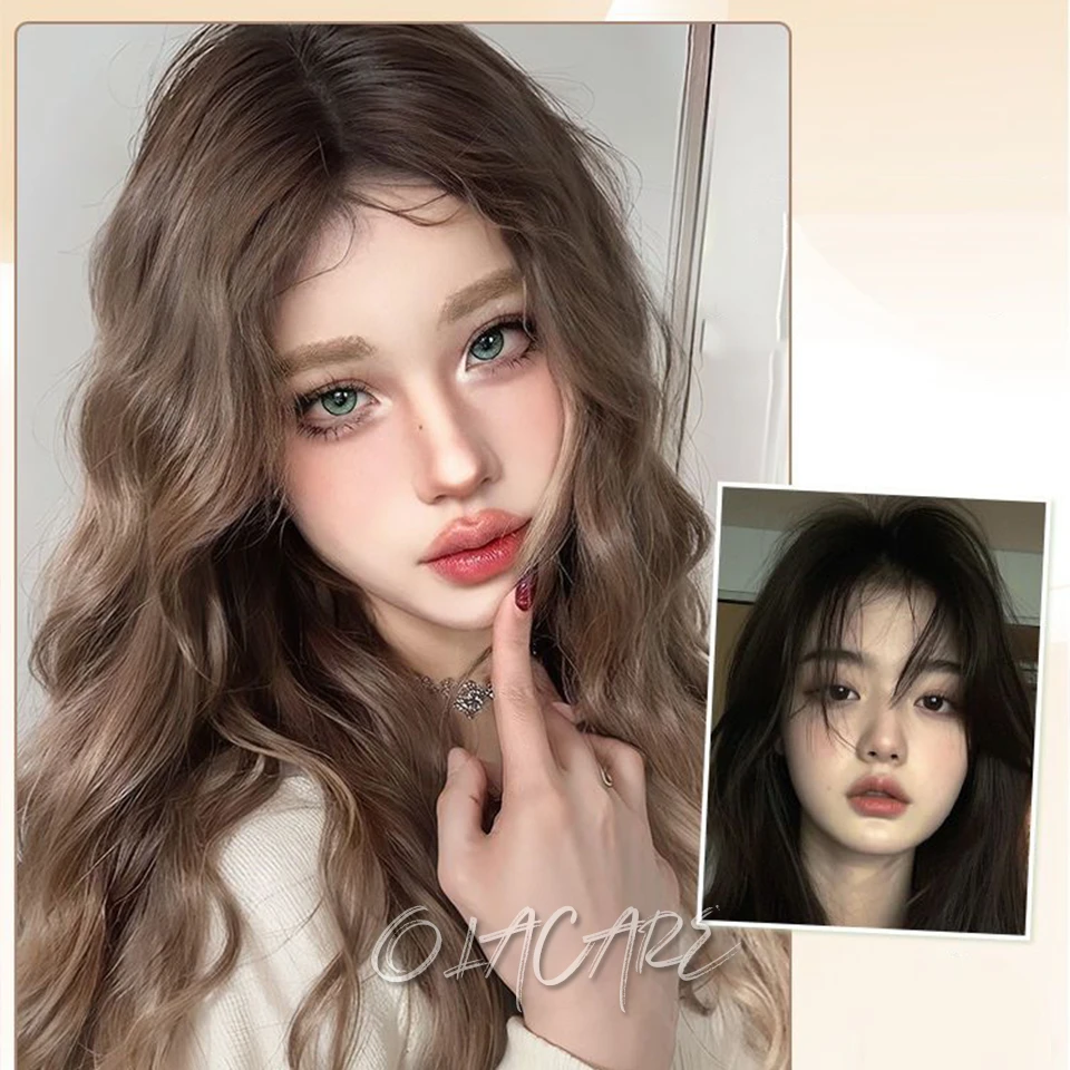 Synthetic Blonde Brown Wig with Bangs for Women