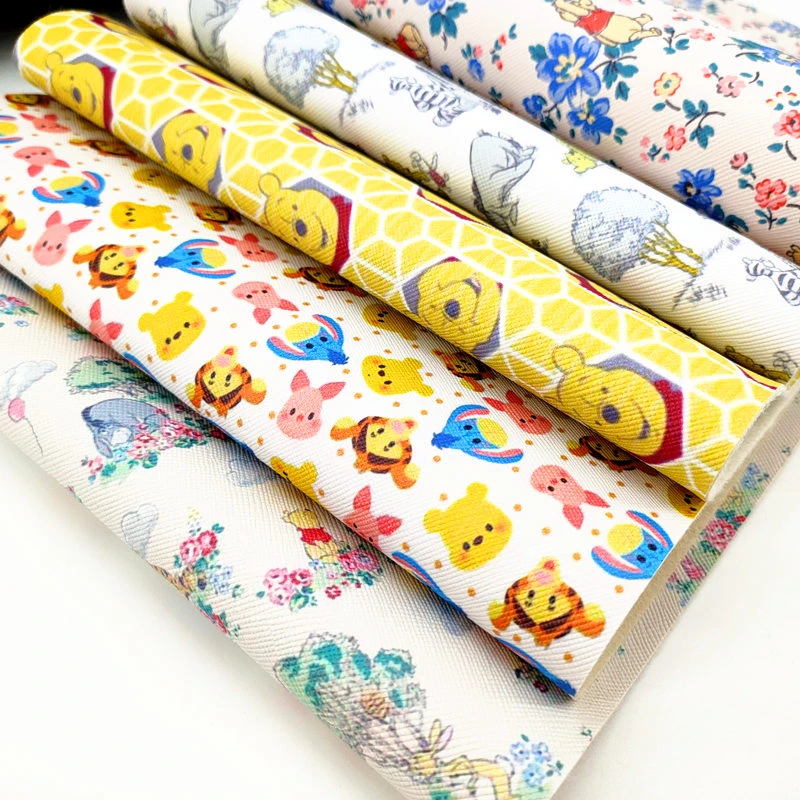 20*33cm DIY bow material A4 cartoon print vinyl synthetic faux synthetic winnie the pooh leather sheet 687