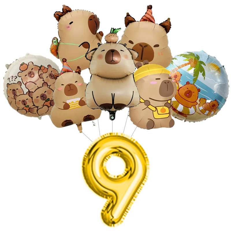 Capybara-Thema-Geburtstagsballons, Cartoon-Kawaii-Capybara-Form, Zahlenballon-Set, 1–12, für Kinder, 1–12 Jahre Geburtstag, Party-Dekoration – Detail 18