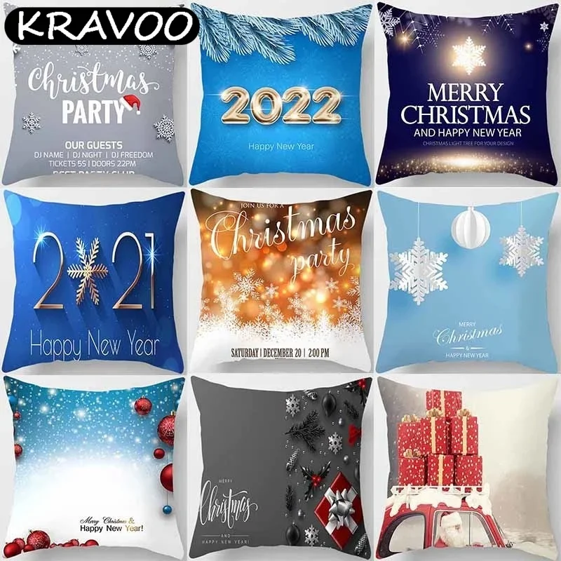 

Christmas Gift Printing Square Polyester Pillowcase Used For Home Decoration Car Sofa Cushion Cover 45x45cm Funda Cojin Cojines