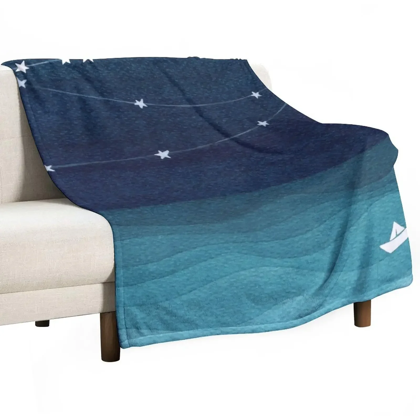 

Garland of stars, teal ocean Throw Blanket for sofa Decorative Sofa Blankets Sofas Of Decorations Large Blankets