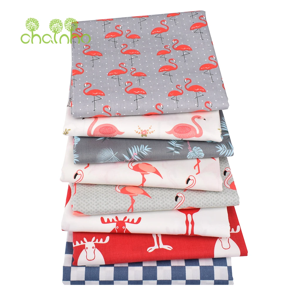 Chainho,Printed Twill Weave Cotton Fabric,DIY Quilting Sewing Material,Patchwork Cloth,8 Designs Cartoon Series,2 Sizes,15C238