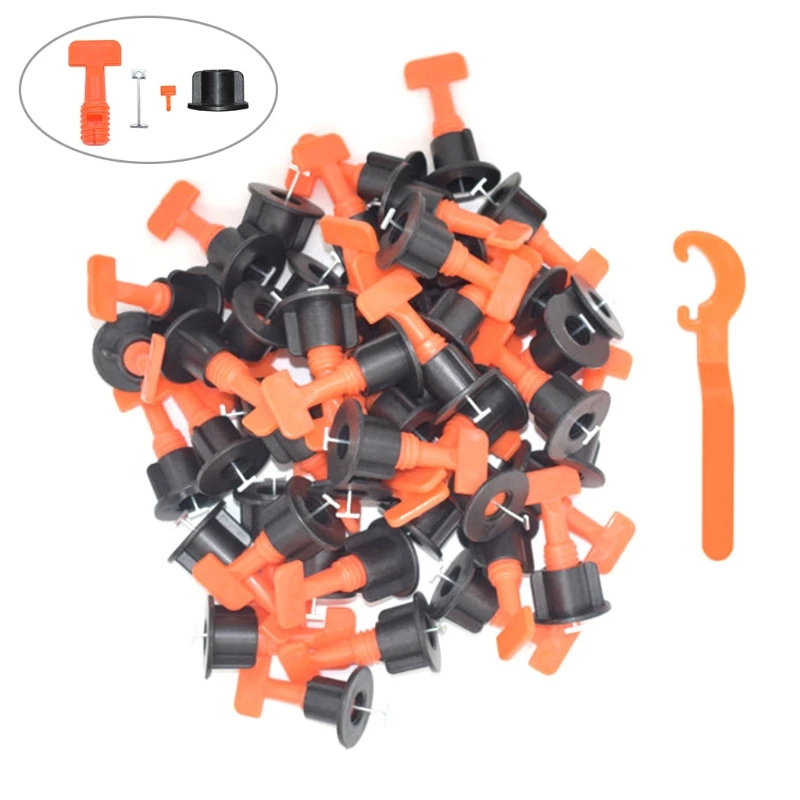 Tile Leveling System Tile Leveler Spacers Replaceable Steel Pins Ceramic Installation Tool with Wrenches