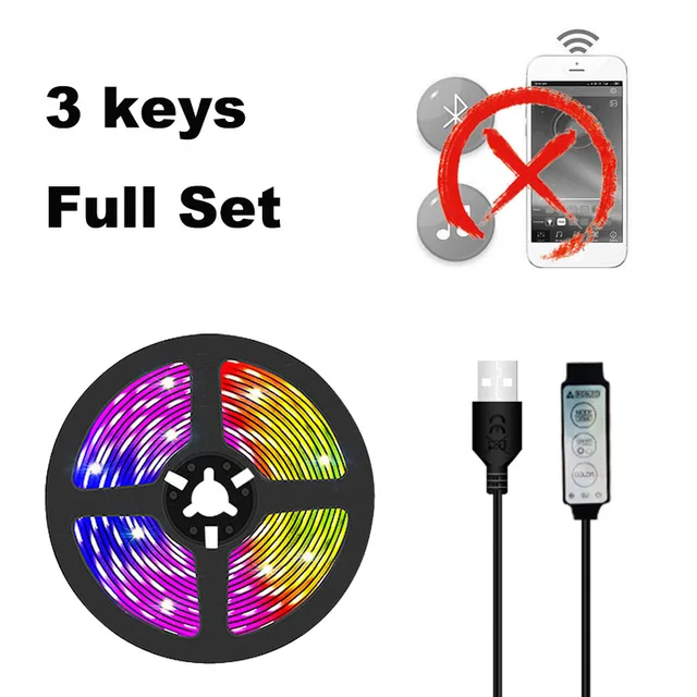 Bluetooth RGB Led Strip Light 5050 Luces LED String USB Tape Diode Ribbon For Room TV Backlight Neon Lamp christmas lighting 3keys Set