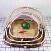 Hand-Woven Bamboo Food Serving Tent Basket Tray Fruit Vegetable Bread Storage Basket Kitchen Outdoor Picnic Mesh Net Cover 1