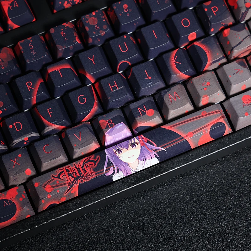 Chaves Pbt Lados Tintura Subbed Keycaps Anime dos Desenhos Animados Gaming Key Caps Cherry Perfil Keycap para o Destino Estadia Noite Matou Sakura 108 - Imagem 4