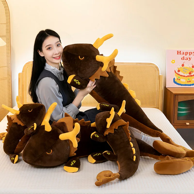 Large Genshin Dragon Plush Body Pillow Anime Zhongli Dragon Stuffed Cushion Decorative Body Pillow Sleeping Back Cushion Decor