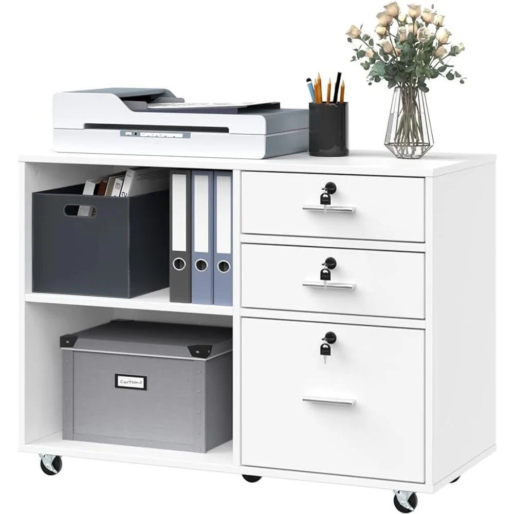 

Office Cabinet File Storage Free Shipping Filing Cabinets for Documents 3 Drawer Mobile Lateral Filing Cabinet With Locks White
