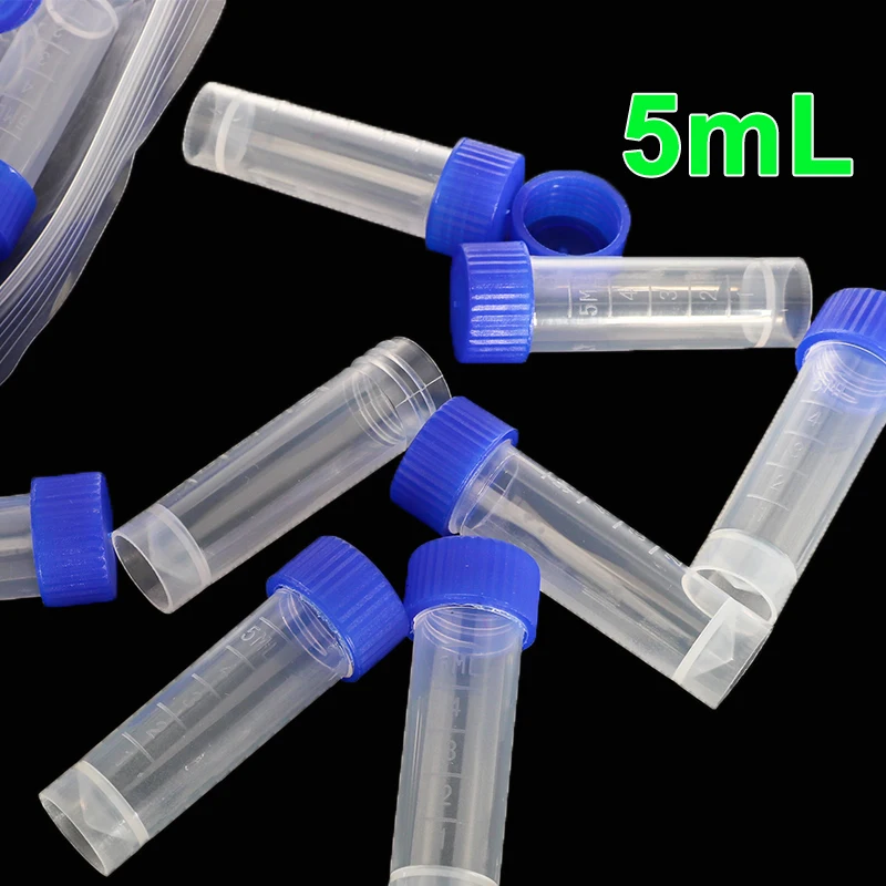 5mL laboratory Tube Freezing Tubes Pipe With Screw Cryopreserved And Calibration Frosted , 100pcs
