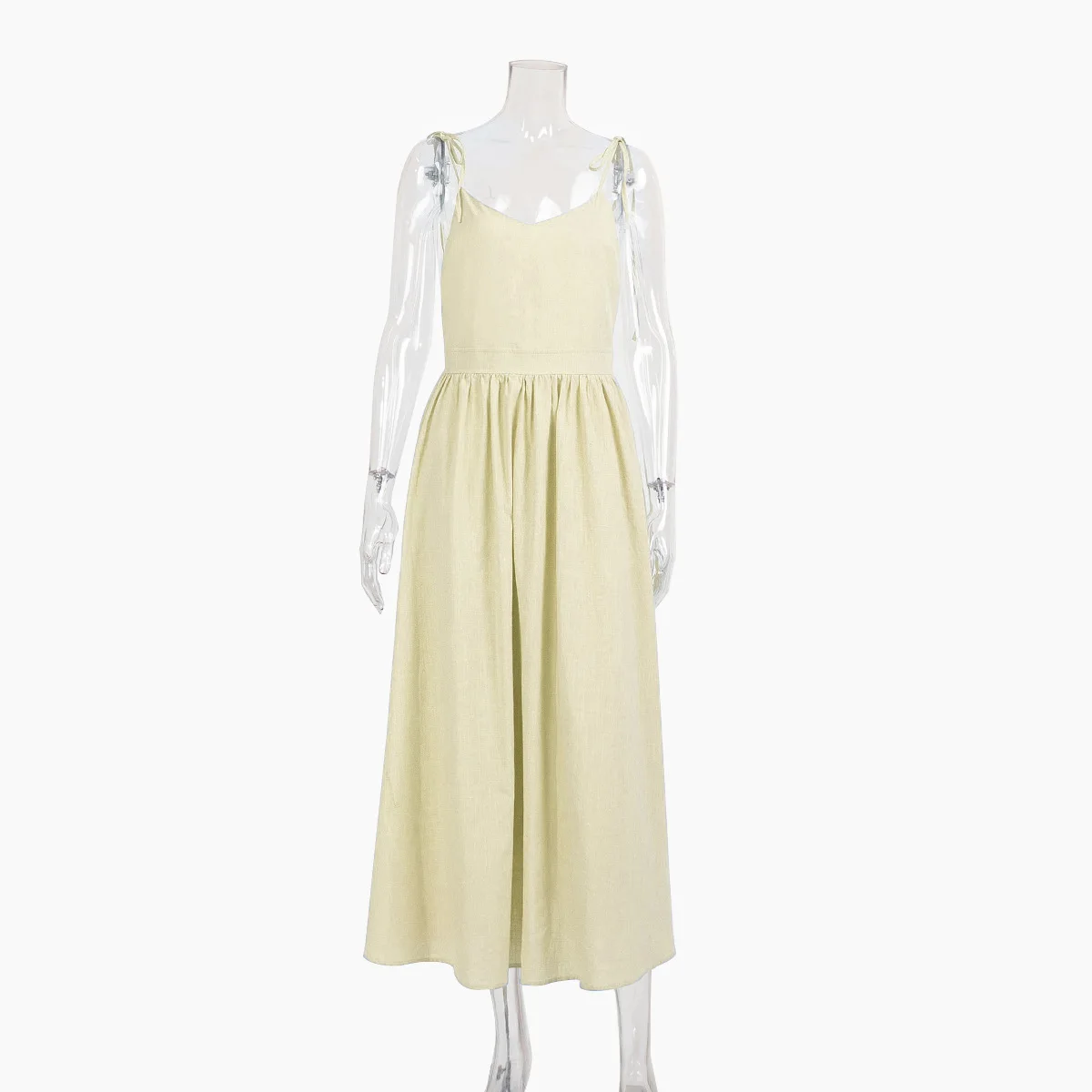 Beach Style Vintage Loose A-Line Cotton V-Neck Dress