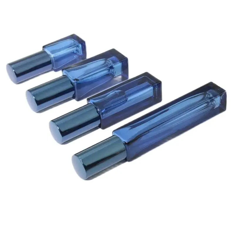 

30pcs Perfume Refillable Bottle 3ml 5ml 10ml Mini Empty Cosmetic Packaging Vials Dark Blue Square Glass Automizer Spray Bottles