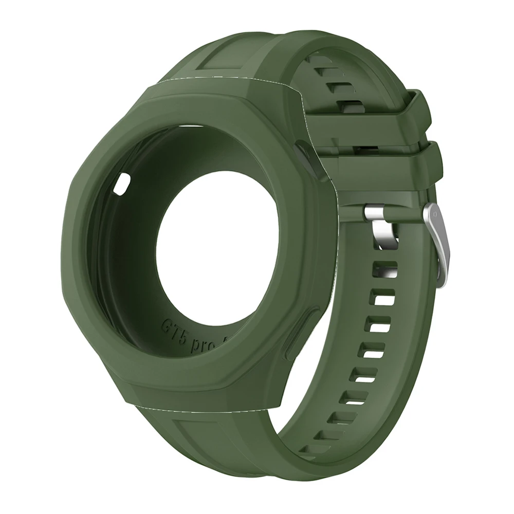 Silicone Strap and Case for 46mm Watch - Adjustable Single Color Wristband