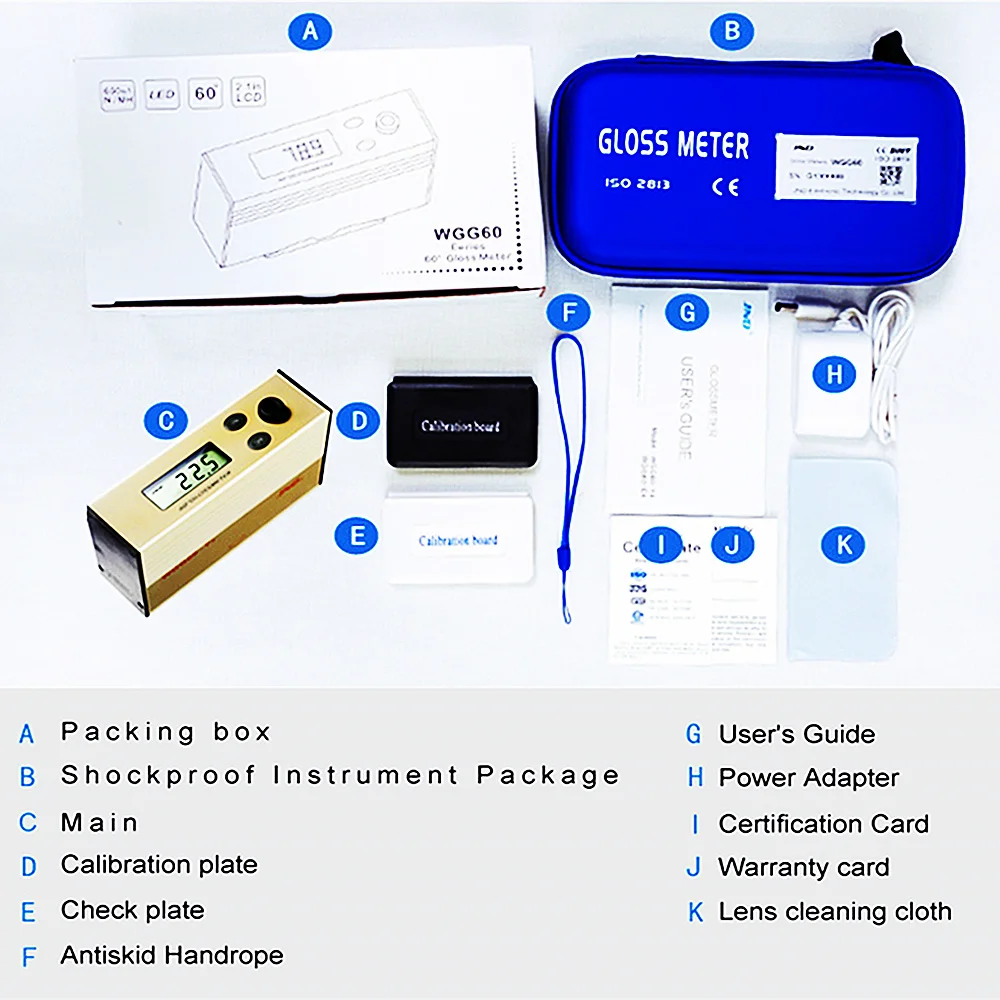 WGG60-E4 Non-metallic Coating Painting Gloss Meter 0~199.5 GU Bamboo Cloth Paper Glossmeter Leather Ceramic Glossiness Tester 6