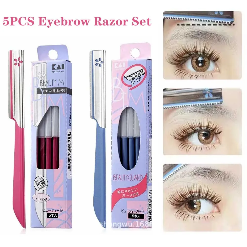 Safety Steel Eyebrow Epilator Sets 5pcs Women Makeup Eyebrows Hair Removal Styling Tool Blade Facial Sharp Durable Razor Trimmer
