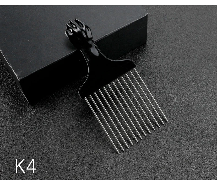Black Metal African American Pick Comb Hair Combs Hair Comb for Hairdressing Styling Tool Salon Barber Shop Accessories 6 Style