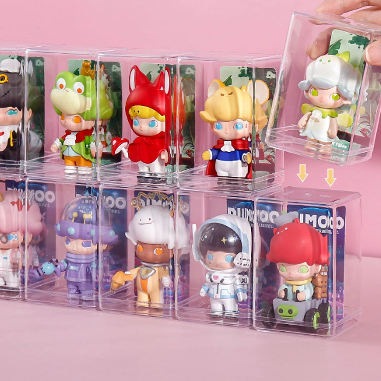 Stackable Doll Storage Box Acrylic Display Case for Bubble Mart Ornaments Collection Transparent Figurine Toys Organizer