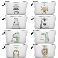 Toy Storage Children Best Gift Cosmetic Bag Lovely Watercolor Animal Print Cartoon Dinosaur Bear Makeup Bags Women Customizable 1