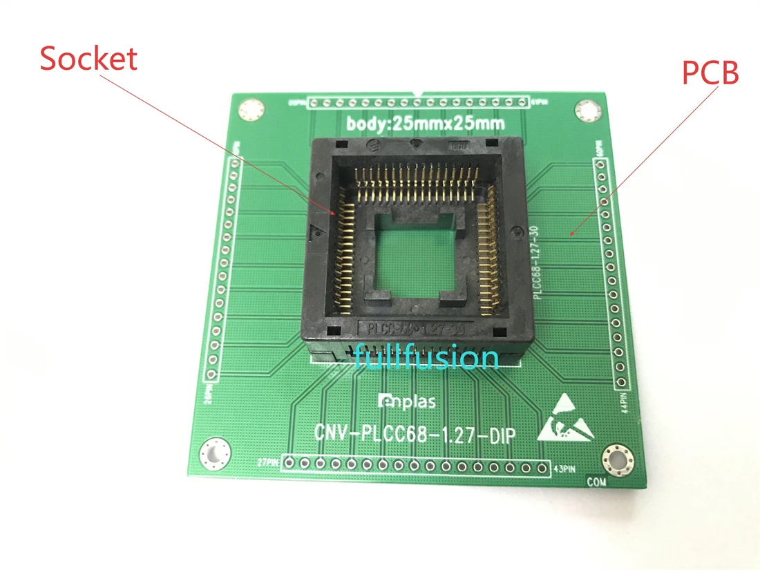 Pllc68 Socket PLCC68-DIP 프로그래밍 어댑터 PLCC-68-1.27-30 Enplas IC 테스트 소켓 PLCC68Pin 1.27mm ...
