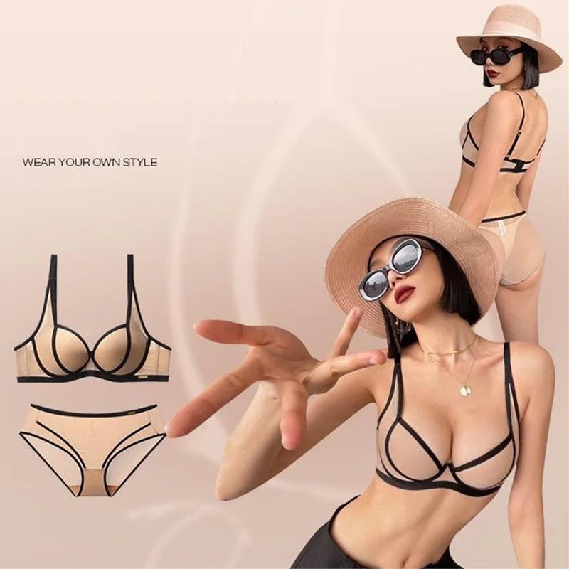 Ensemble Femme 2 Pieces Underwire Bras and Panty Set Girls Sexy Lingerie Set Women's Panties Underwear Bralette Mujer Lenceria