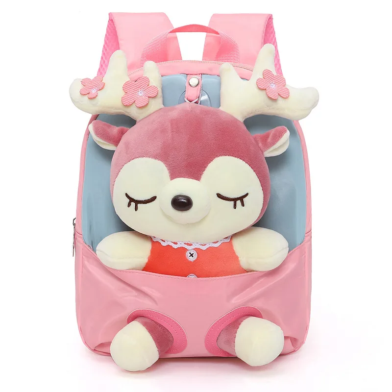 Cartoon Plush Split Elk Cute Children's Small Backpack Kindergarten Baby Girl Lightweight Fashionable Cute Backpack 3