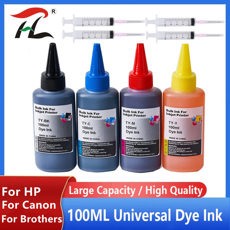 Kit de Recarga de Tinta para hp 21 22 301 302 304 121 122 123 650 652 300 140 141 63 65 343 338 Cartucho de Tinta de Impressora 100ml