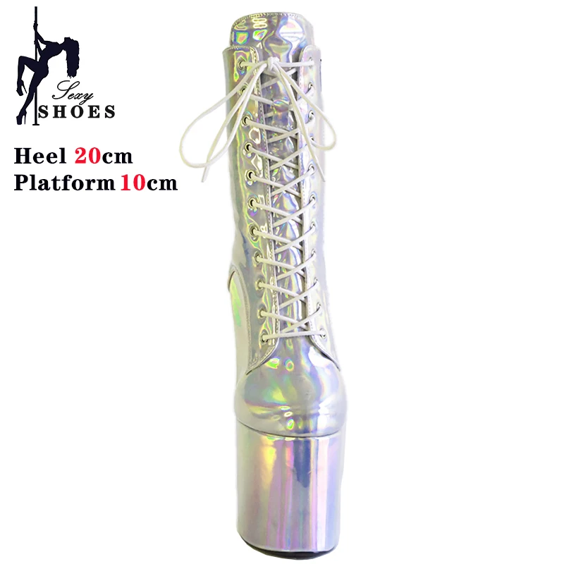 Sexy Radiance Ultral High Heels 20cm/8Inchs Women Ankle Boots Nightclub Catwalk Platform Boots Pole Dance Stripper Party Shoes