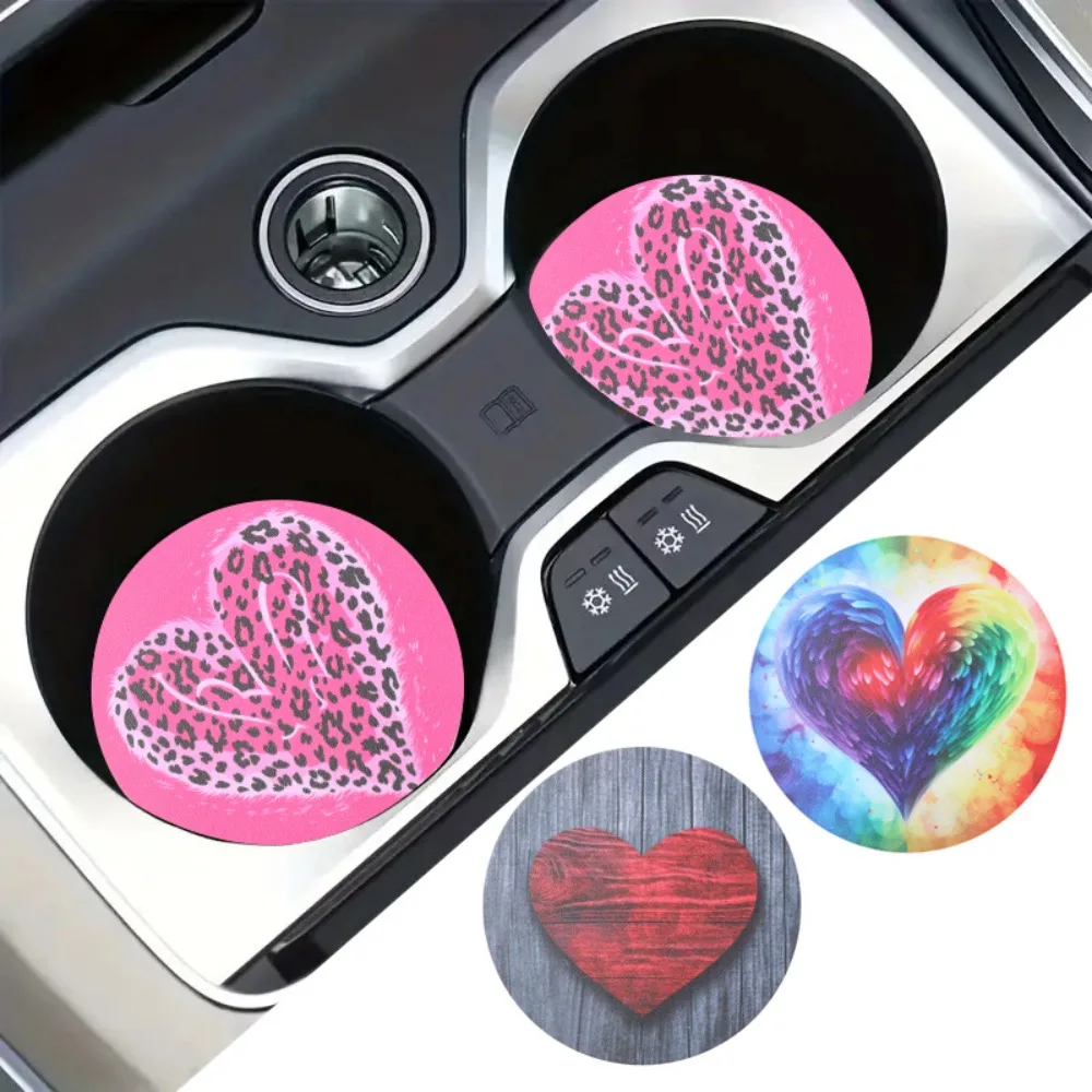 Heart Pattern Car Auto Cup Mats Anti-Slip Pad Cup Mat Auto Holder Insert Coaster Pink Anime Pattern