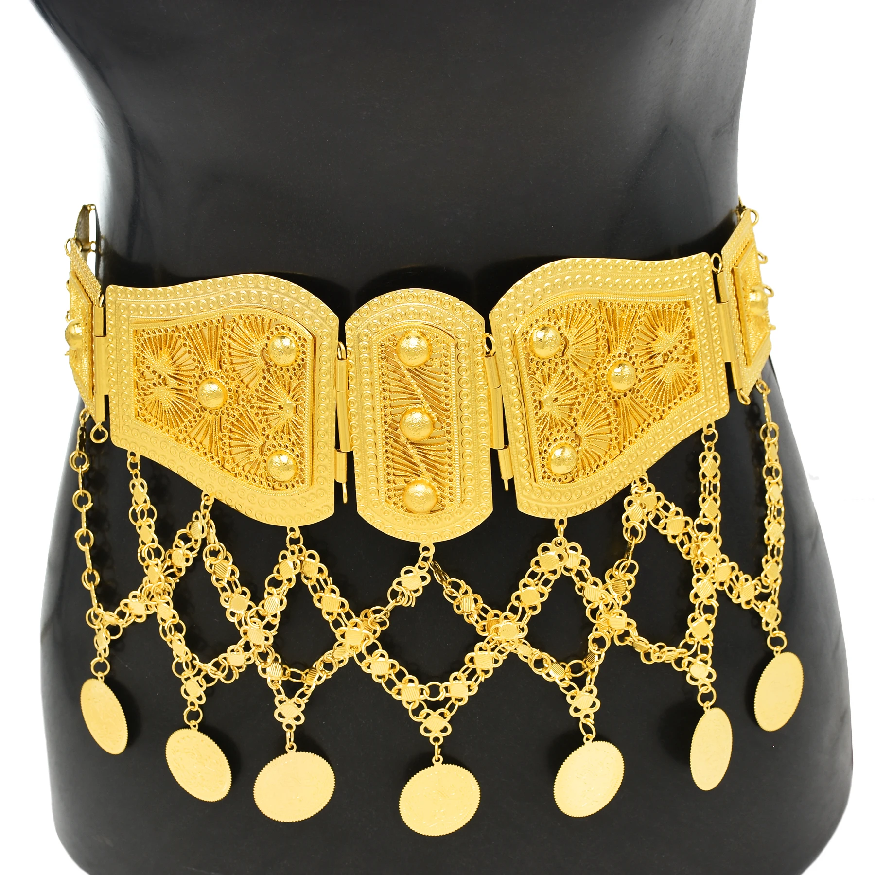 Fashion National Dress Metal Waist Belly Chain Gold Coin Tassel ...