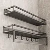 Bathroom Rack Punch-free Bathroom Shelf Toilet Space Aluminum No Drill Hanging Rack Bathroom Organizer Hang on the Wall 1