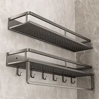 Bathroom Rack Punch-free Bathroom Shelf Toilet Space Aluminum No Drill Hanging Rack Bathroom Organizer Hang on the Wall 1