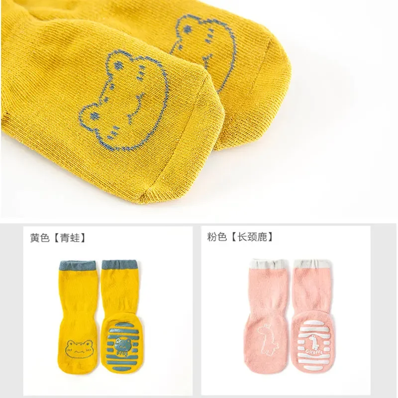 Autumn Winter Baby Cotton Non-slip Floor Socks Toddlers Kids Newborn Walking Cartoon Medium Tube Socks for 0-3Y Girls Boy Infant