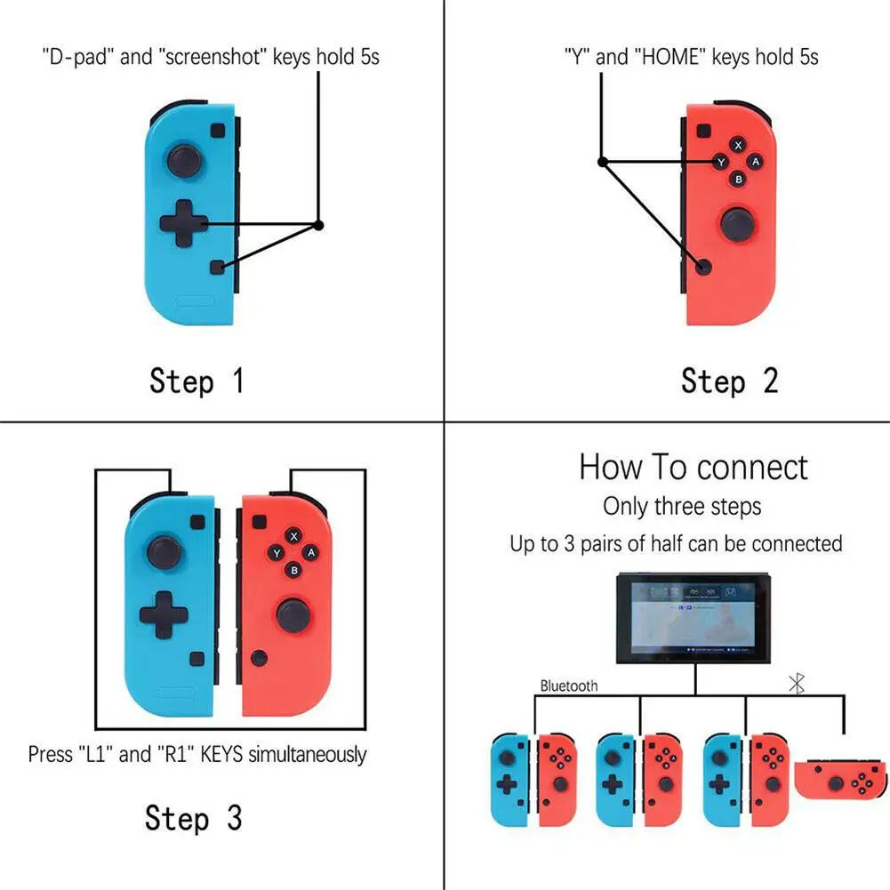 Wireless Gamepad Controller Left Right Independent Vibration Screen Capture Somatosensory Handle Controller For Switch