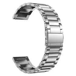Premium Titanium Metal Strap 22mm Watch Band - Elegant Business Wristband Replacement Bracelet - 22mm Universal (Silver)