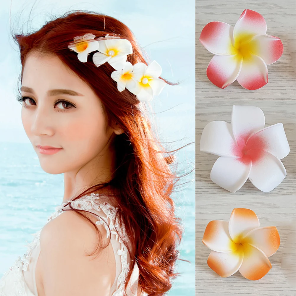 1 Pz Hawaiian Bohemia Style Plumeria Foam Flower Hair Clips Hair Barrette Hairpin Per La Festa Nuziale Di Nozze Beach Holiday