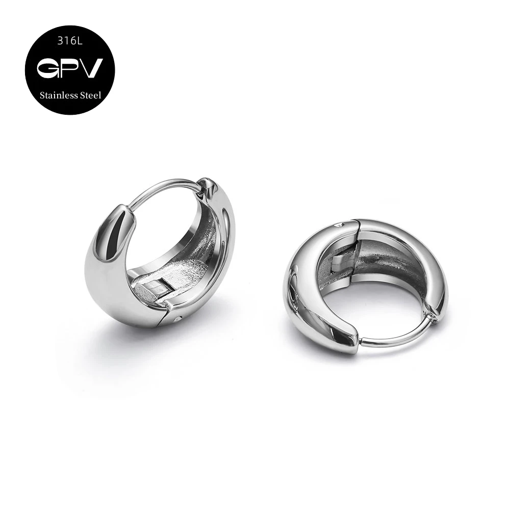 2PCS 316L Medical Stainless Steel Earrings With A Niche Design Women's Perforated Jewelry Light Luxury Ear Rings 3