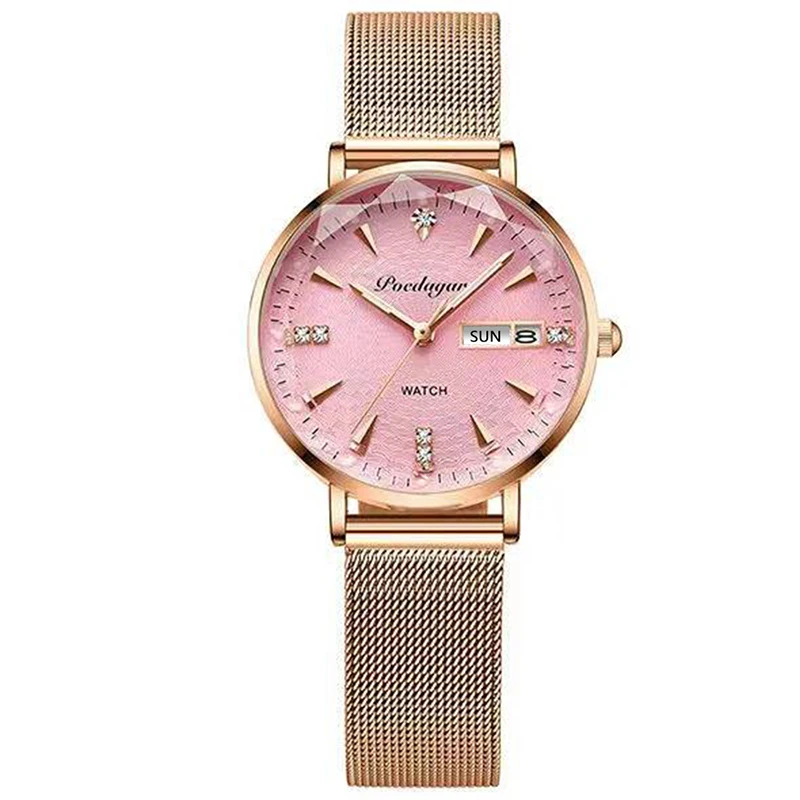 POEDAGAR Rose Gold Luxury Women Watch Brand Top Waterproof Luminous