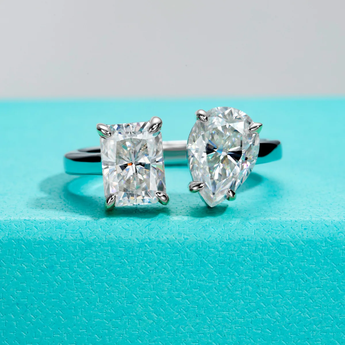 Engagement Ring 4.5cttw D Color Radiant Pear Twins