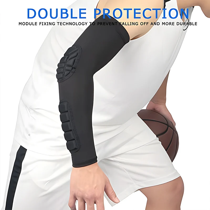 

1PC Honeycomb Arm Sleeve Support Elastic Breathable Elbow Support Compression Sleeve Crashproof Antislip Basketball Arm Guard