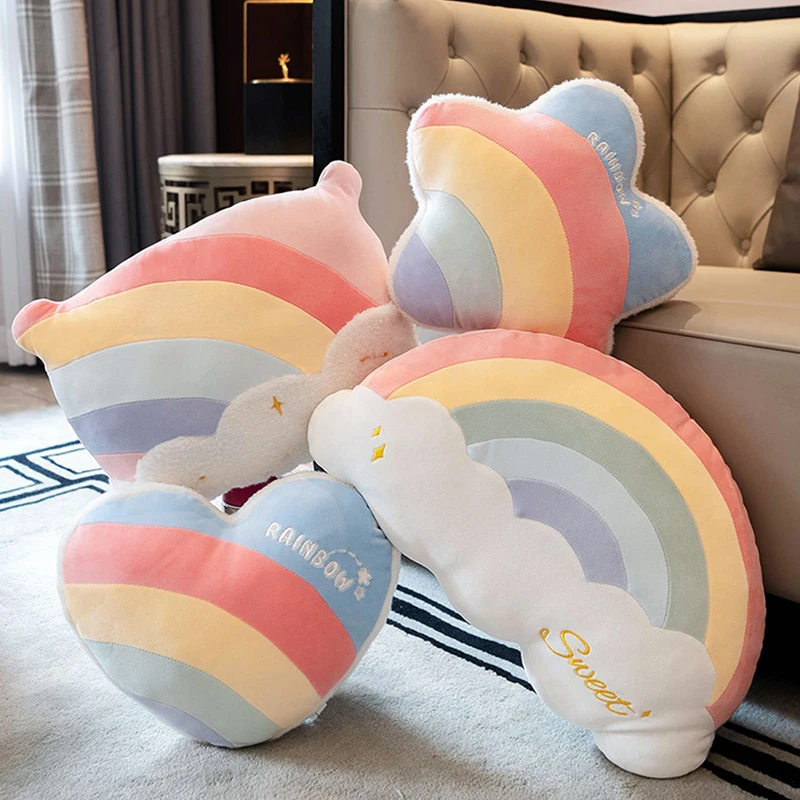 Candy Color Cloud Star Rainbow Pillow Stuffed Soft Colorful Cloud Throw  Pillow Cushion Home Sofa Decor Pillow Gift for Friend