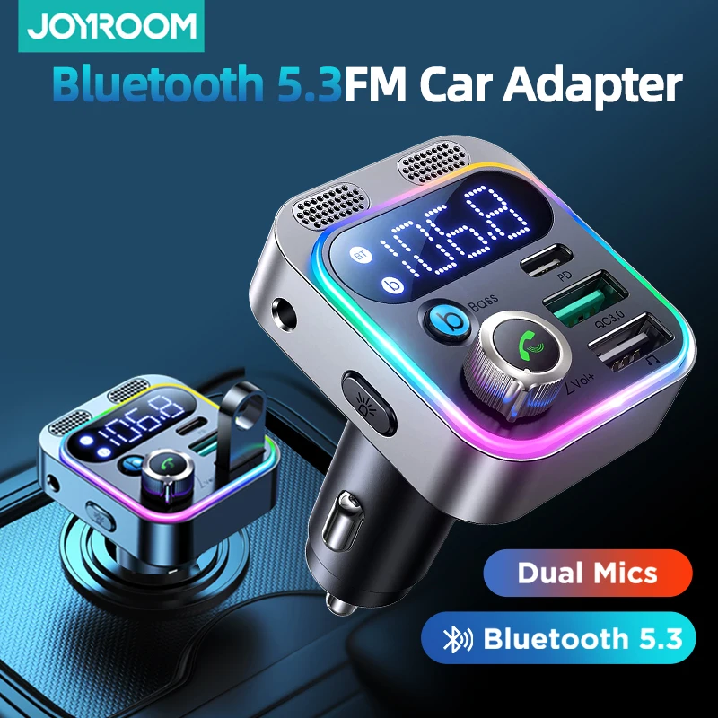 Adattatore Bluetooth 48W PD QC3.0 trasmettitore FM Bluetooth 5.3 per auto  più forte Dual Mics Deep Bass Sound Aux Bluetooth Charger